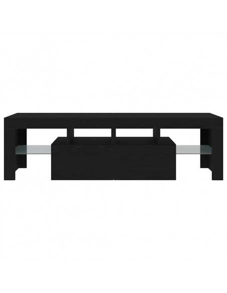 Mobile Porta TV con LED Rovere Nero 140x36,5x40 cm Truciolato