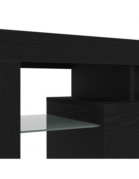 Mobile Porta TV con LED Rovere Nero 140x36,5x40 cm Truciolato