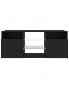 Mobile Porta TV con LED Rovere Nero 120x30x50 cm Multistrato