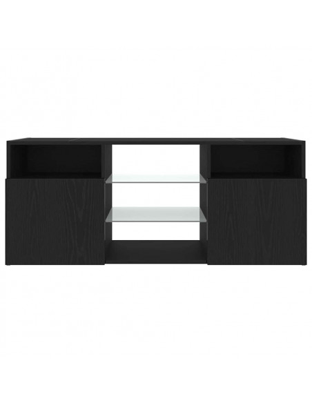 Mobile Porta TV con LED Rovere Nero 120x30x50 cm Multistrato