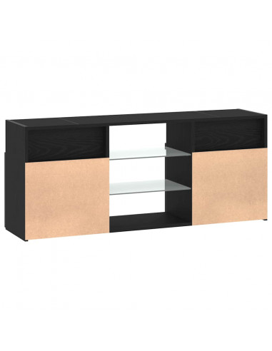 Mobile Porta TV con LED Rovere Nero 120x30x50 cm Multistrato