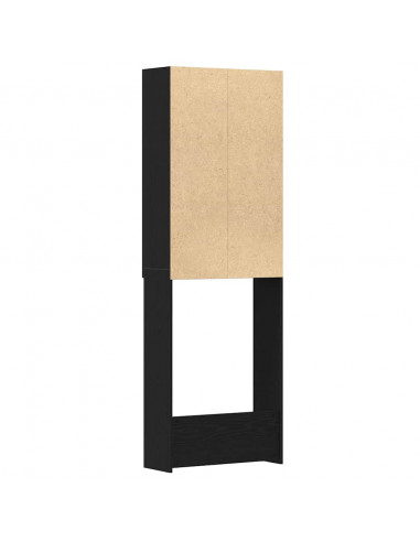 Mobile per Lavatrice Rovere Nero 64x25,5x190 cm