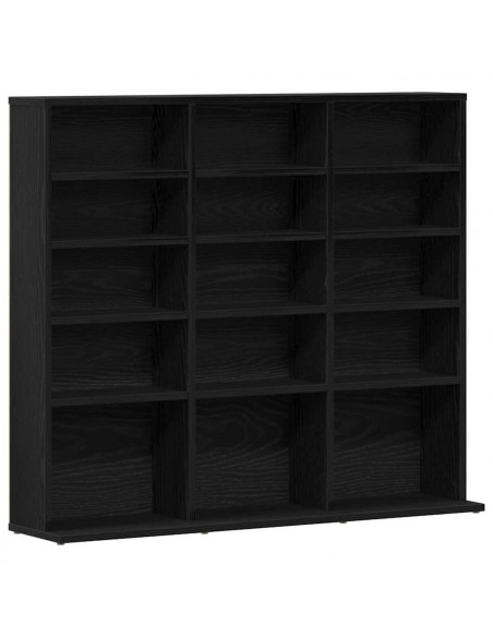Mobile Porta CD Rovere Nero 100,5x23x89,5 cm Legno Multistrato