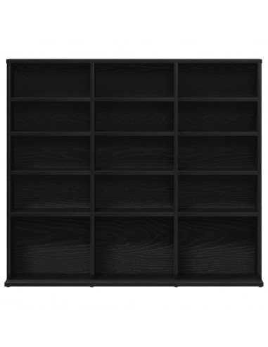 Mobile Porta CD Rovere Nero 100,5x23x89,5 cm Legno Multistrato