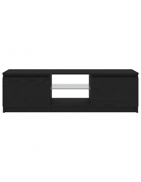 Mobile Porta TV con LED Rovere Nero 120x30x36 cm Multistrato