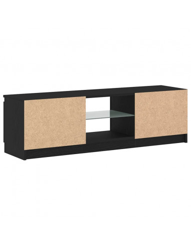 Mobile Porta TV con LED Rovere Nero 120x30x36 cm Multistrato