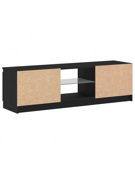 Mobile Porta TV con LED Rovere Nero 120x30x36 cm Multistrato