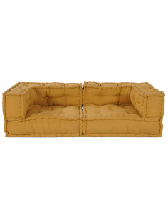 Divano Modulare a 2 Posti Giallo 140x70x36 in Tessuto 2