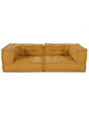 Divano Modulare a 2 Posti Giallo 140x70x36 in Tessuto