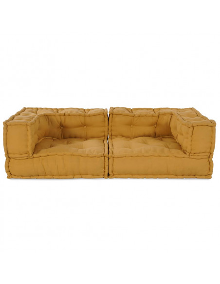 Divano Modulare a 2 Posti Giallo 140x70x36 in Tessuto