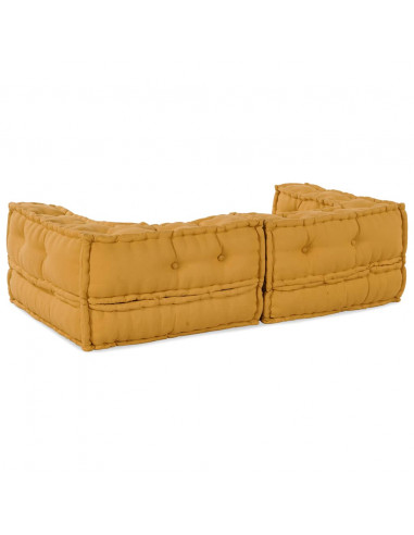 Divano Modulare a 2 Posti Giallo 140x70x36 in Tessuto