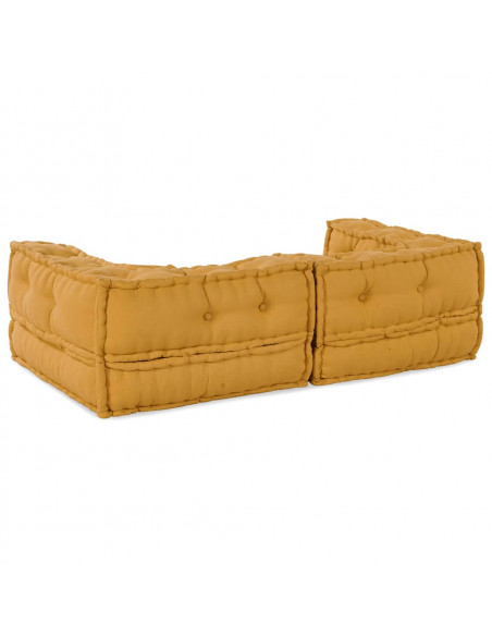 Divano Modulare a 2 Posti Giallo 140x70x36 in Tessuto