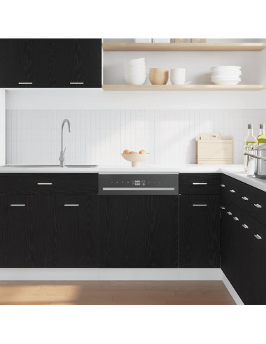 Pannello Lavastoviglie Rovere Nero 60x1,5x67 cm in Truciolato