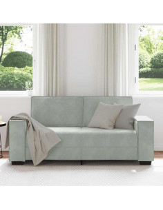 Divano a 2 Posti Grigio Chiaro 140 cm in Velluto 2