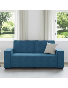 Divano a 2 Posti Blu 140 cm in Velluto 2