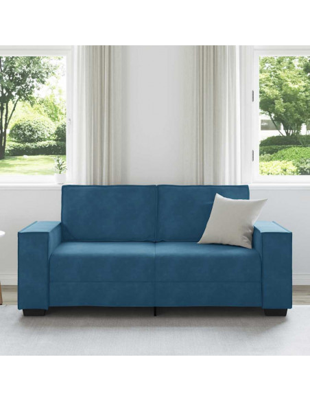 Divano a 2 Posti Blu 140 cm in Velluto