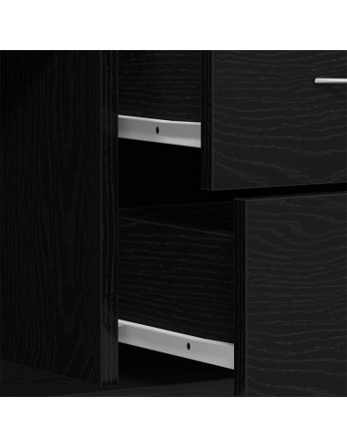 Credenza Rovere Nero 88x30x64 cm in Legno Multistrato