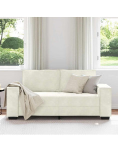 Divano a 2 Posti crema 140 cm in Velluto 2