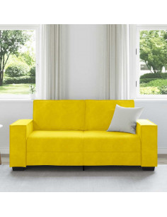 Divano a 2 Posti giallo 140 cm in Velluto 2