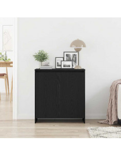 Credenza Rovere Nero 70x41x75 cm in Legno Multistrato 2
