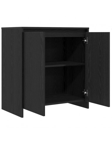 Credenza Rovere Nero 70x41x75 cm in Legno Multistrato