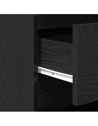 Credenza Rovere Nero 70x41x75 cm in Legno Multistrato