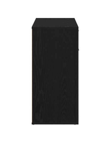 Credenza Rovere Nero 80x36x75 cm in Legno Multistrato
