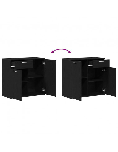 Credenza Rovere Nero 80x36x75 cm in Legno Multistrato