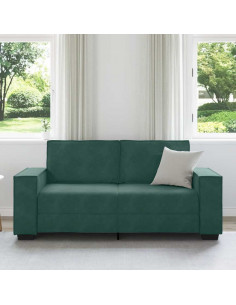 Divano a 2 Posti Verde Scuro 140 cm in Velluto 2