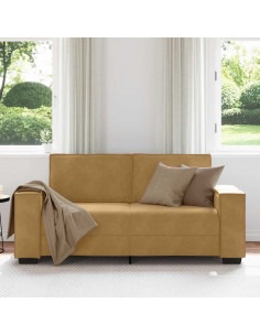 Divano a 2 Posti Marrone 140 cm in Velluto 2