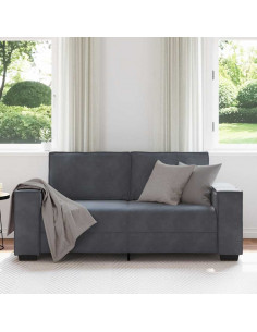 Divano a 2 Posti grigio scuro140 cm in Velluto 2