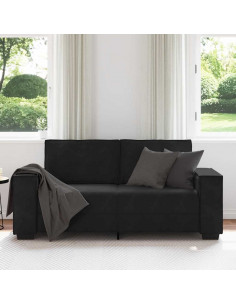 Divano a 2 Posti Nero 140 cm in Velluto 2