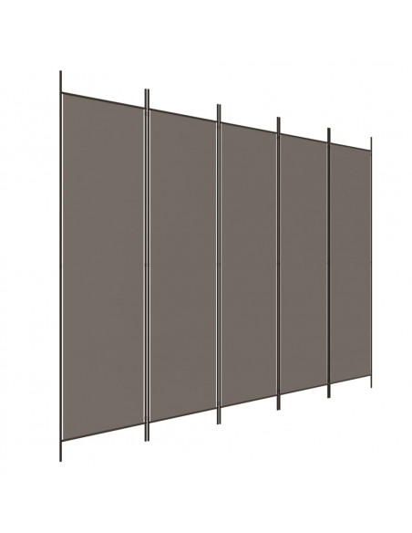 Divisorio a 5 Pannelli Antracite 250x220 cm Tessuto