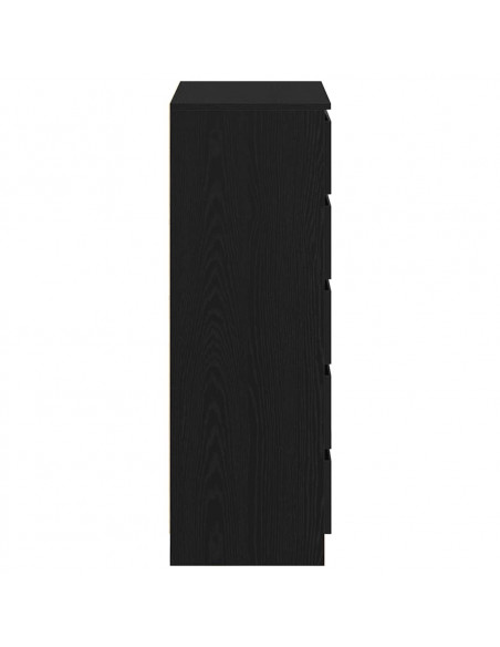 Cassettiera Rovere Nero 60x36x103 cm in Legno Multistrato