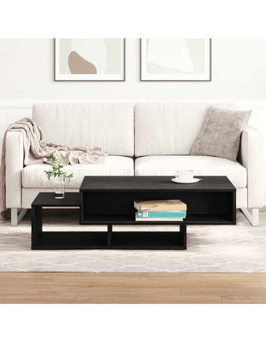 Tavolino Salotto Rovere Nero 105x55x32 cm Legno Multistrato