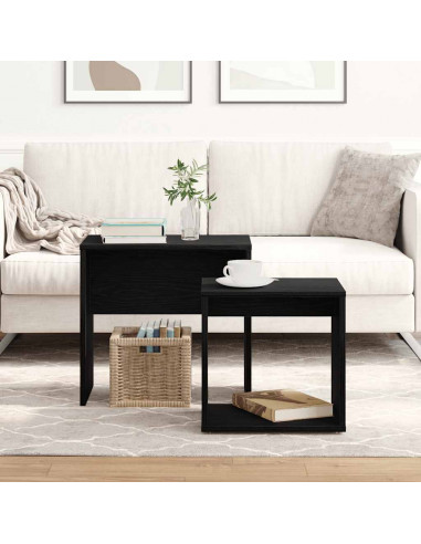 Tavolini da Salotto 2 pz Rovere Nero in Legno Multistrato