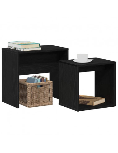 Tavolini da Salotto 2 pz Rovere Nero in Legno Multistrato