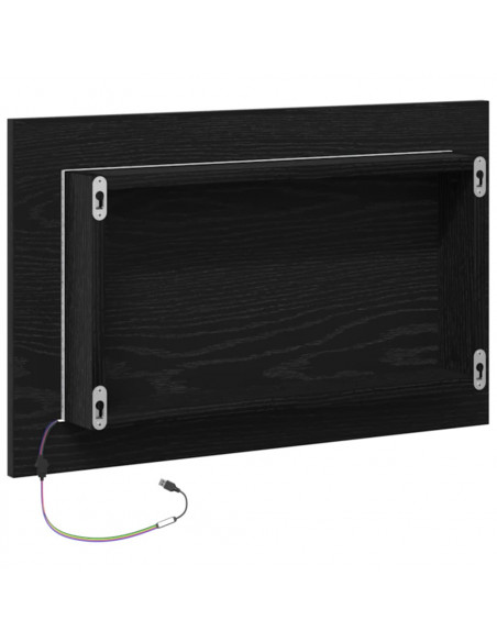 Specchio da Bagno con Luci LED Rovere Nero 60x8,5x37 cm
