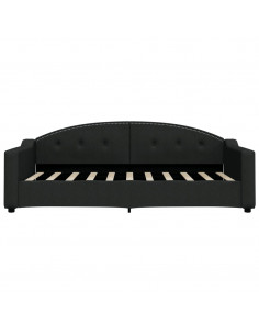 Divano Letto Estraibile con Cassetti Nero 90x190 cm in Tessuto