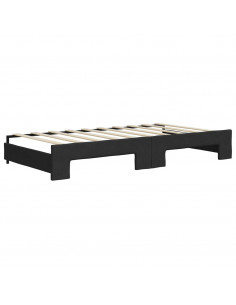 Divano Letto Estraibile con Cassetti Nero 90x190 cm in Tessuto 2