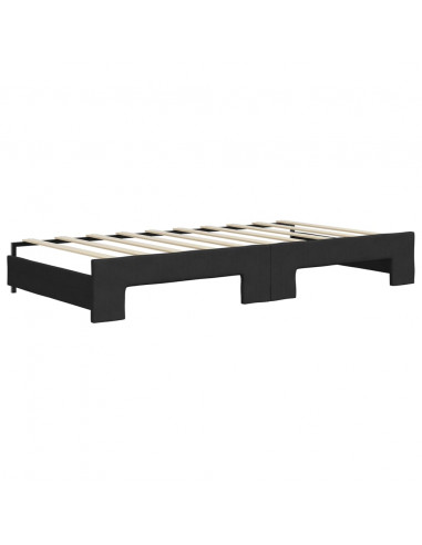 Divano Letto Estraibile con Cassetti Nero 90x190 cm in Tessuto