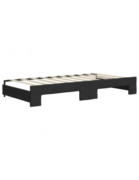 Divano Letto Estraibile con Cassetti Nero 90x190 cm in Tessuto
