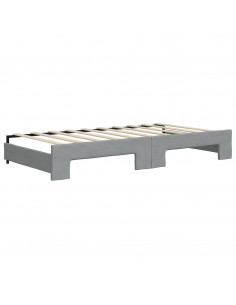 Divano Letto Estraibile Cassetti Grigio Chiaro 90x190cm Tessuto 2