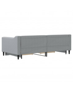 Divano Letto Estraibile Cassetti Grigio Chiaro 90x190cm Tessuto 2