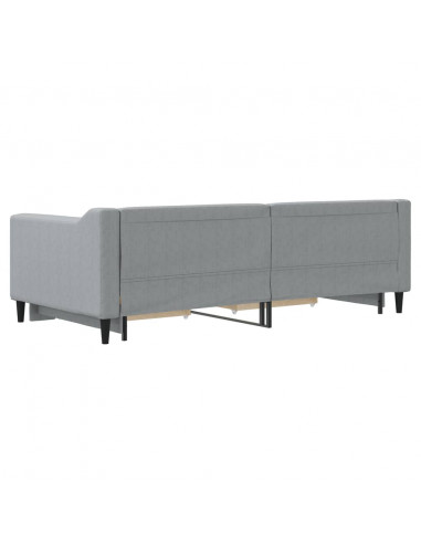 Divano Letto Estraibile Cassetti Grigio Chiaro 90x190cm Tessuto