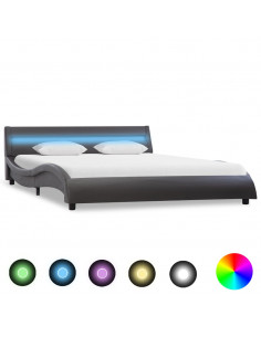 Giroletto con LED Grigio in Similpelle 160x200 cm