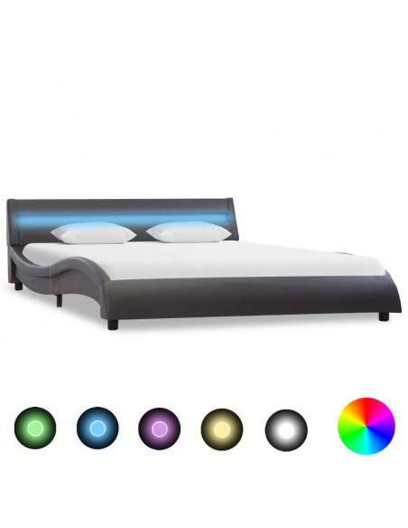 Giroletto con LED Grigio in Similpelle 160x200 cm