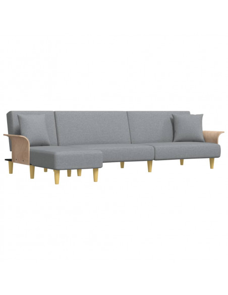 Divano Letto a L Grigio Chiaro 279x140x70 cm in Tessuto