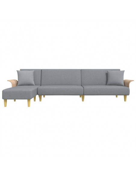 Divano Letto a L Grigio Chiaro 279x140x70 cm in Tessuto