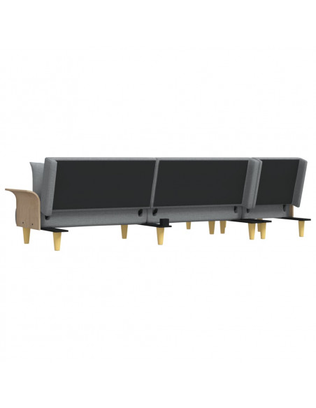 Divano Letto a L Grigio Chiaro 279x140x70 cm in Tessuto